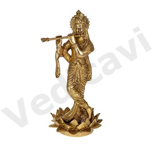 Buy Lord Krishna With Murli Statue in Brass Online from Vedicavi